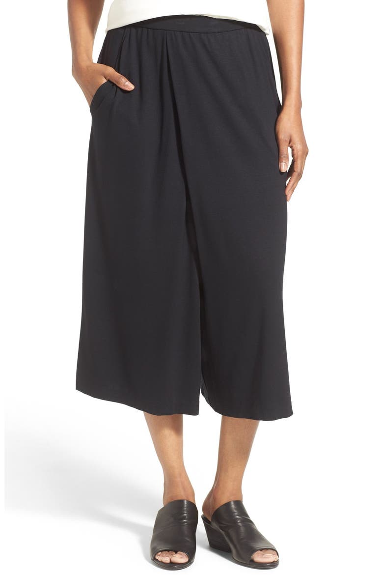 Jersey Wide Leg Culottes, Main, color, BLACK