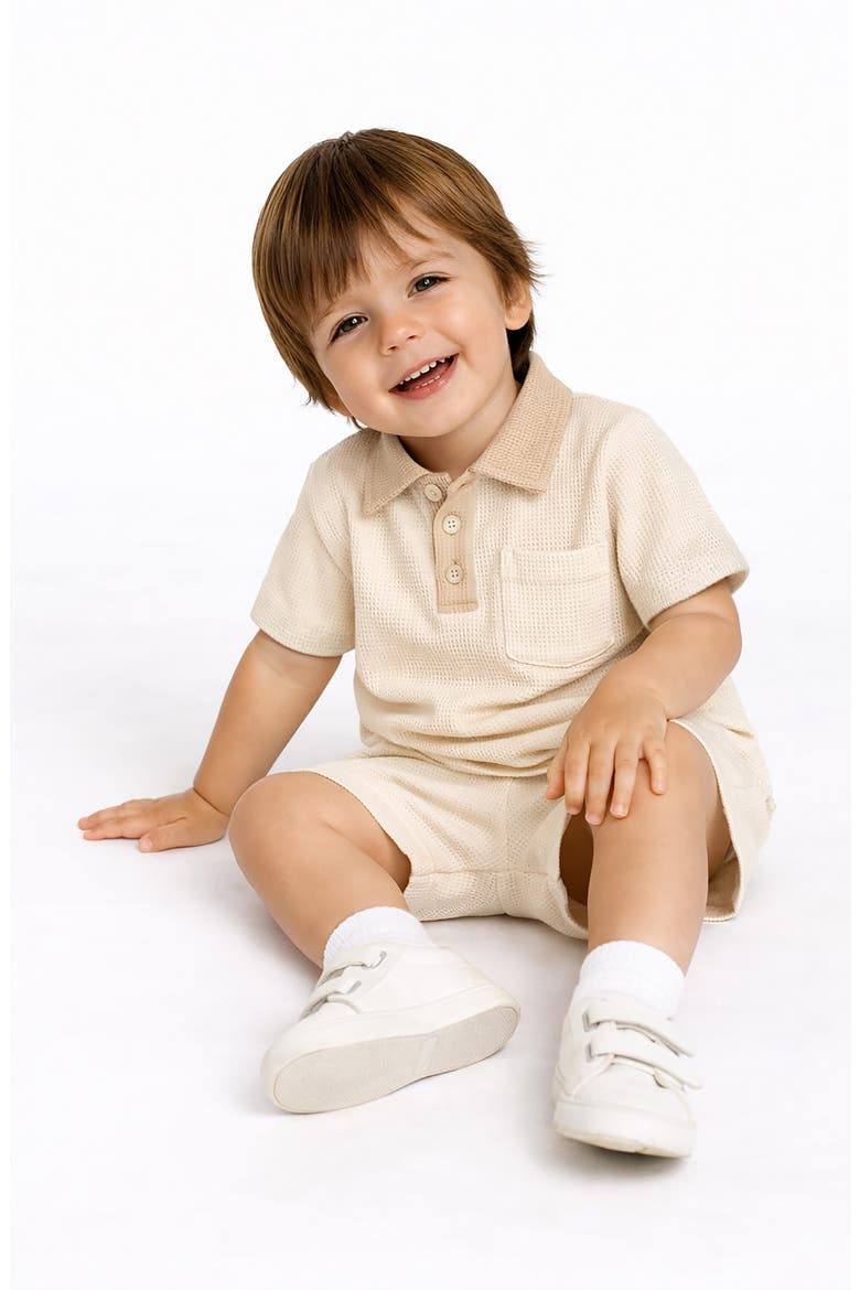 Polo & Shorts Set, Alternate, color, BEIGE