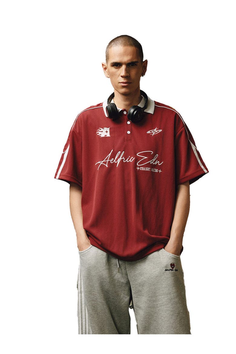 Sporty Polo Soccer Jersey, Main, color, Red