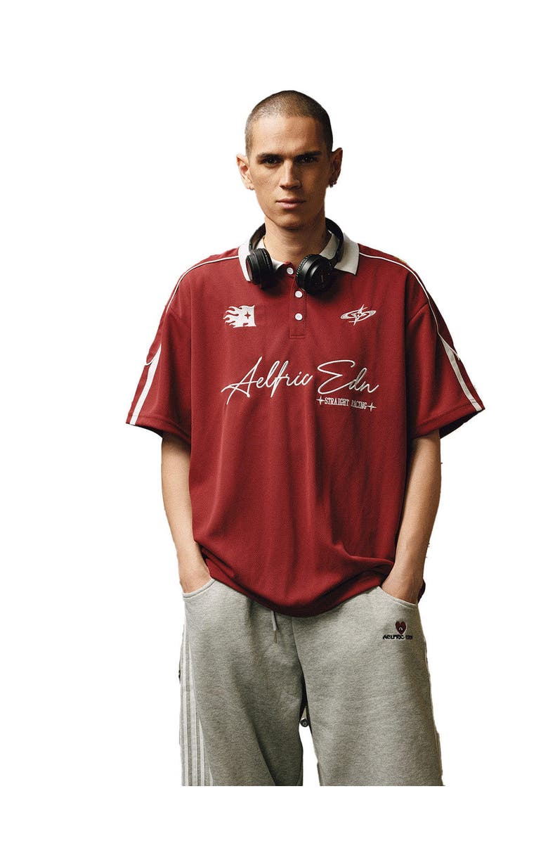 AELFRIC EDEN Sporty Polo Soccer Jersey, Main, color, Red