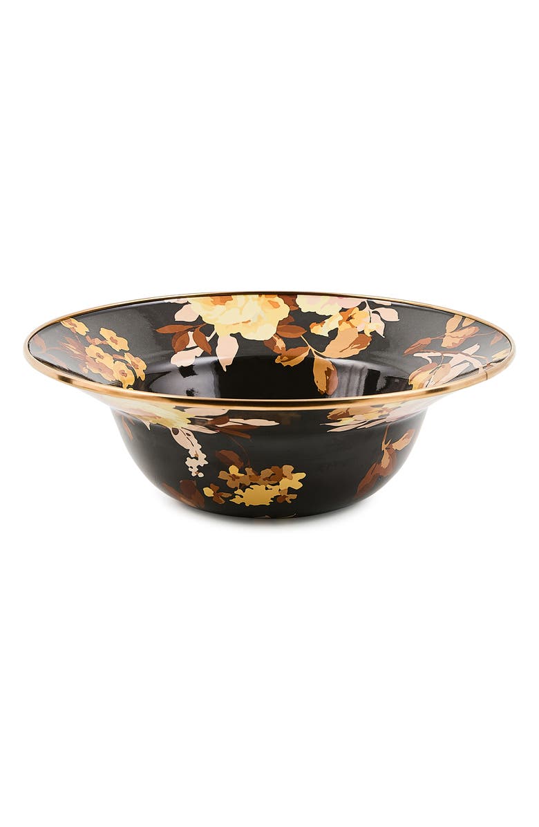 MACKENZIE CHILDS Wild Rose Enameled Steel Serving Bowl, Main, color, Brown