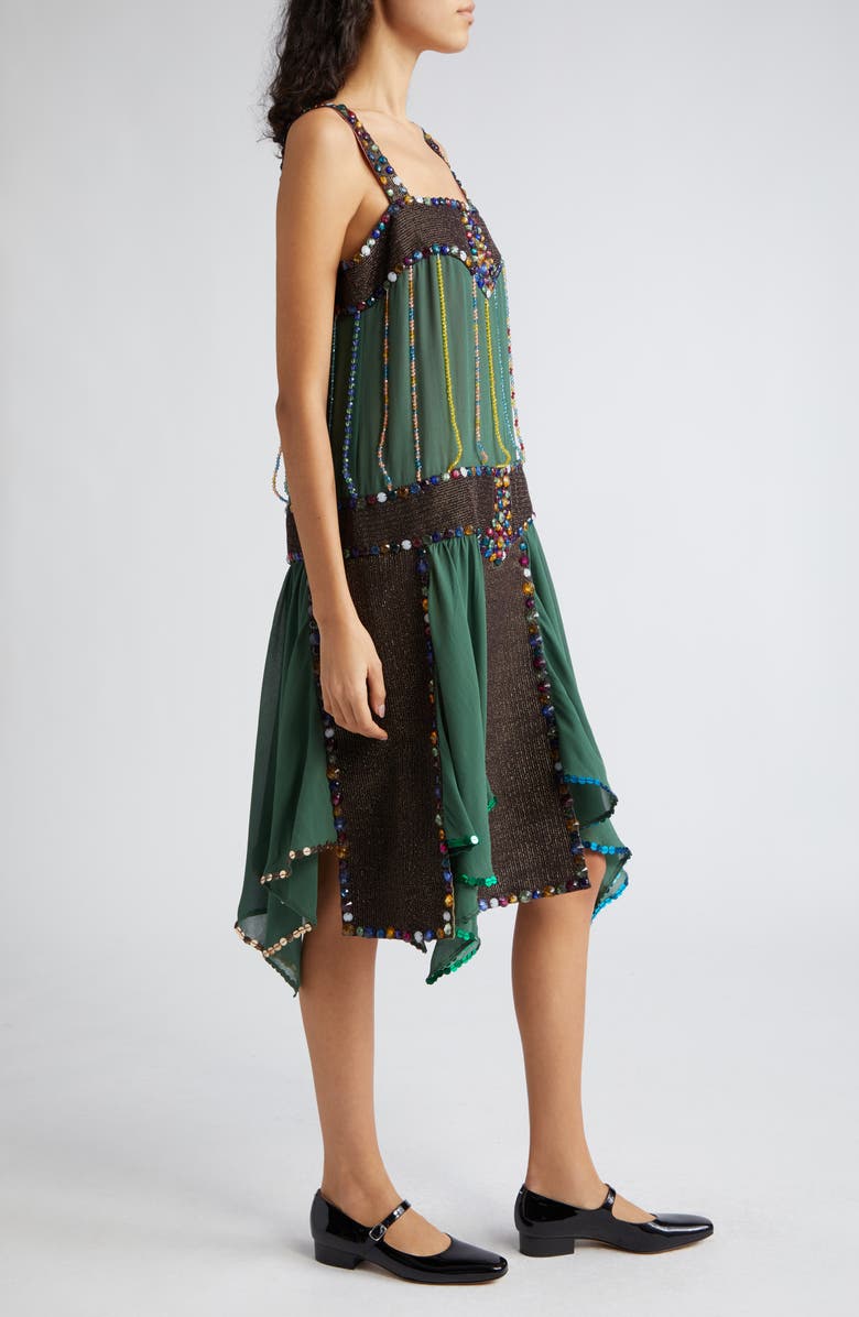 Bode Gem Jarvis Beaded Silk Flapper Dress, Alternate, color,