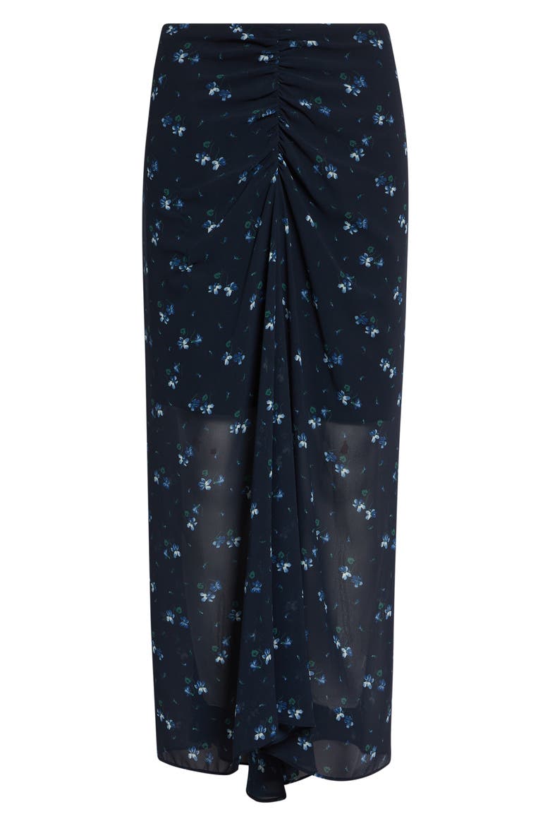 Limani Ruched Midi Skirt, Alternate, color, BLUE/ BLACK MULTI