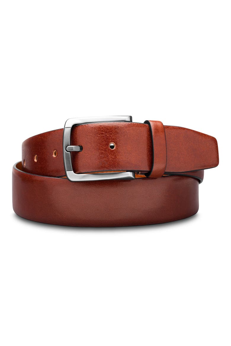 Napoli Leather Belt, Main, color, DARK BROWN