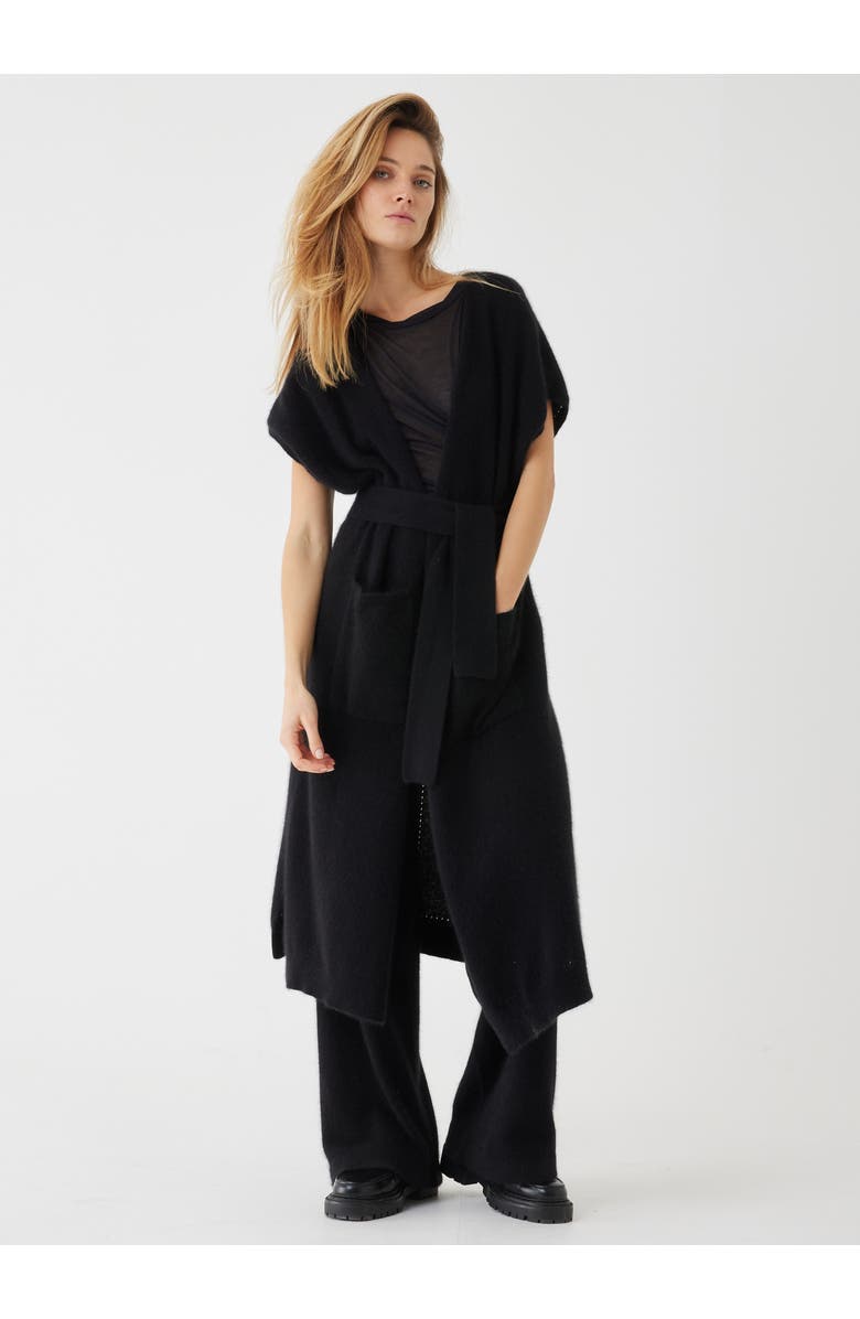 Majestic Filatures Ultra Soft Three Quarter Length Laser Cut Vest, Main, color, Noir