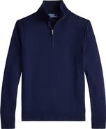 Polo Ralph Lauren Mock Neck Cotton Quarter Zip Sweater