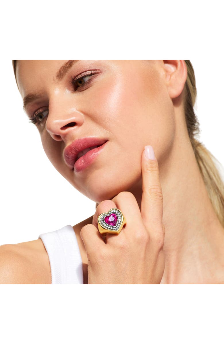 Kurt Geiger London Crystal Heart Halo Cocktail Ring, Alternate, color, Pink