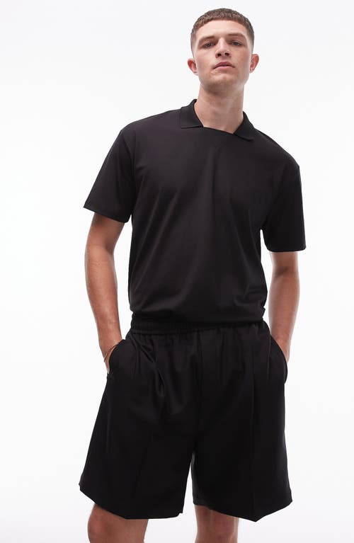 Topman Retro Stretch Polo in Black 