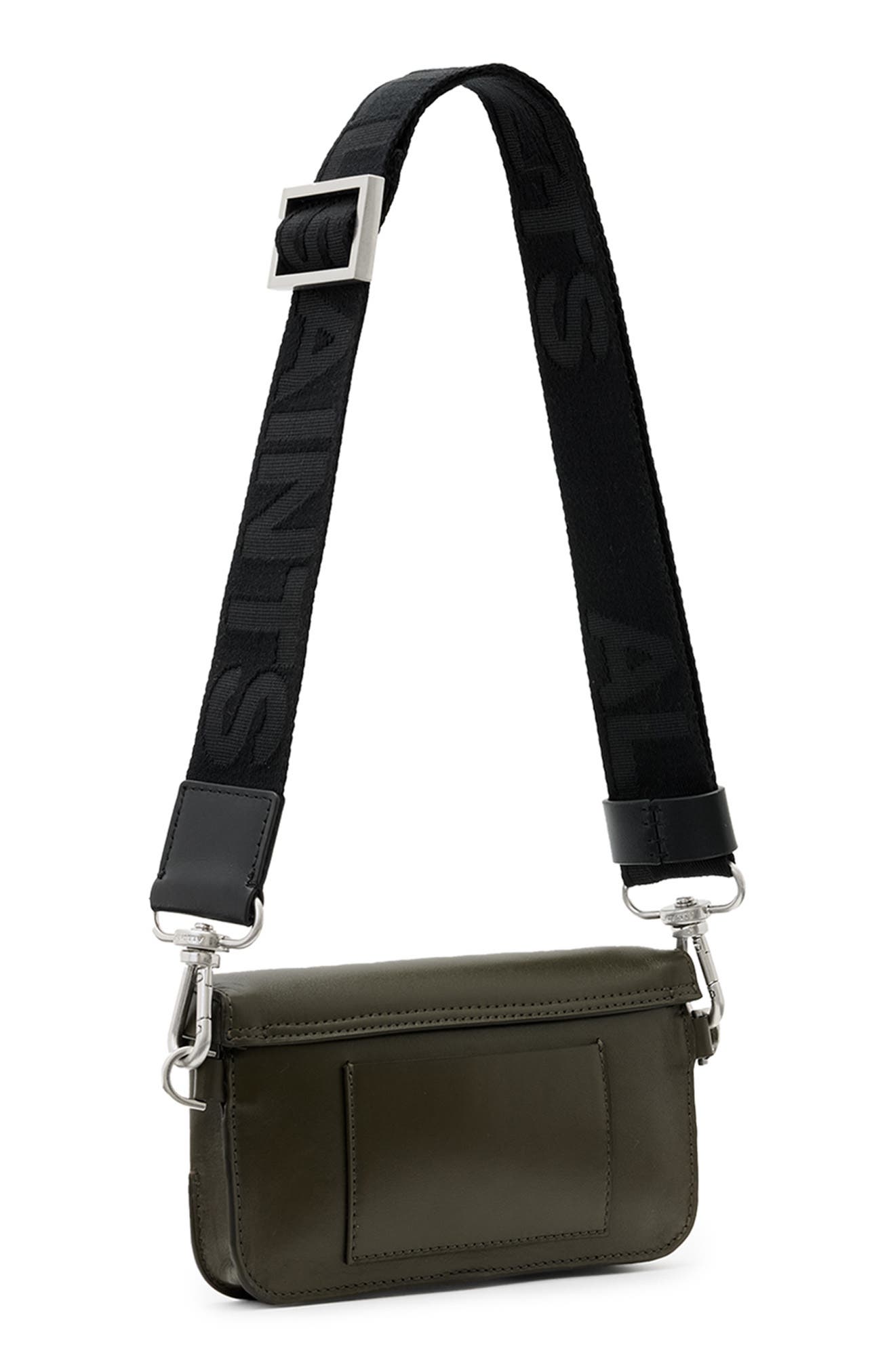 AllSaints Zoe Leather Crossbody Bag, Alternate, color, Military Green