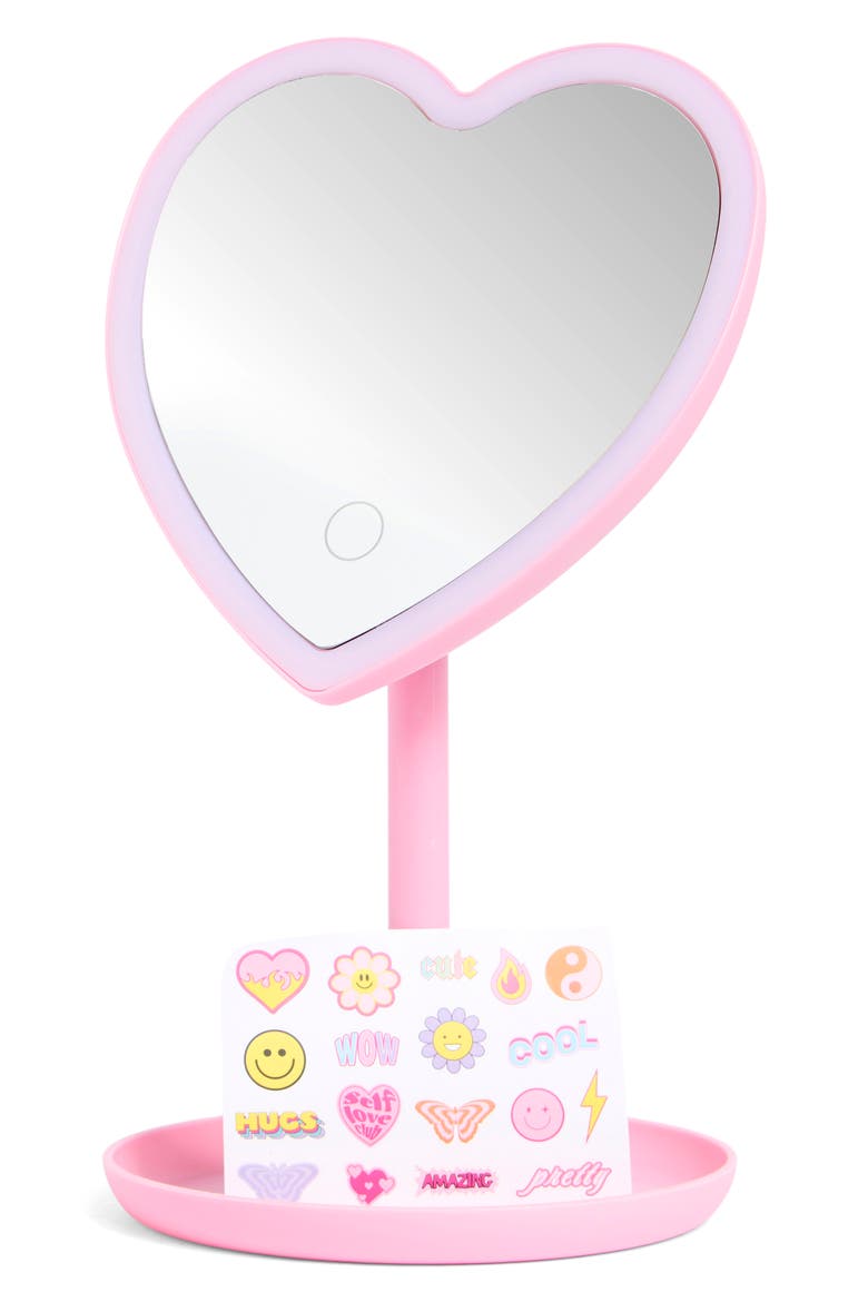 Kids' Heart LED Vanity Mirror Set, Main, color, PINK