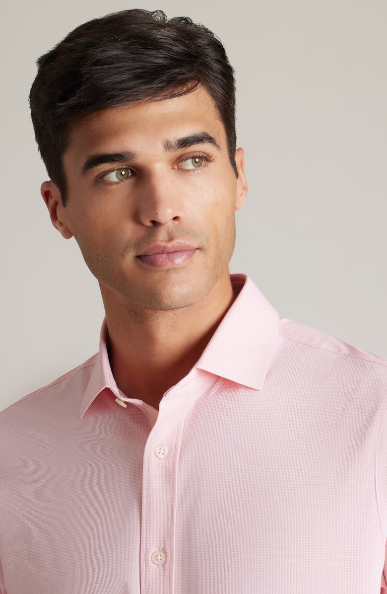 Rhone Commuter Semi Spread Collar Performance Button-Up Shirt, Alternate, color, Pink Mini Windowpane