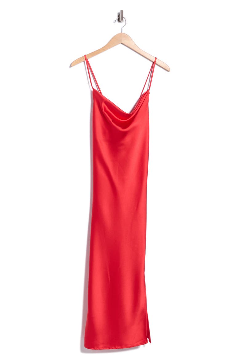 Satin Midi Slipdress, Alternate, color, RED