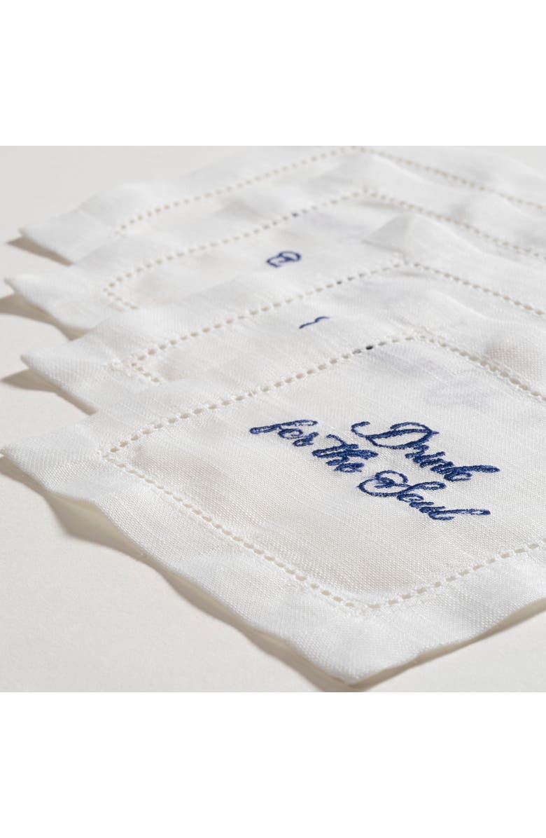 Zsa Zsa Zsu Prusa 4Pcs Embroidered 100% Polyester Cocktail Napkin 8 Pcs Set, Alternate, color, White