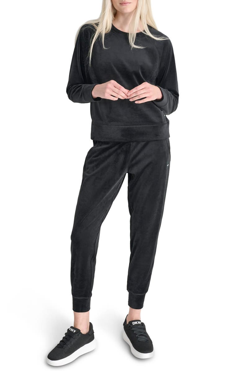 DKNY Platinum Velour Sweatshirt, Alternate, color, 