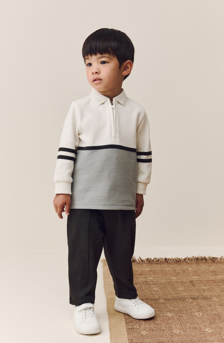 NEXT Kids' Colorblock Cotton Polo & Piped Joggers Set, Alternate, color, White