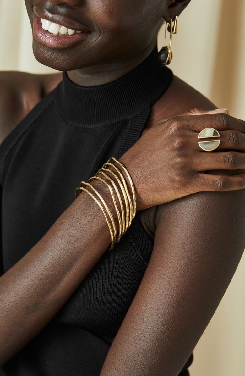 SOKO Nyundo Set of 7 Stacking Bracelets, Alternate, color, Gold