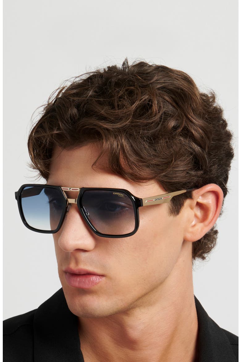 Victory 59mm Gradient Square Sunglasses, Alternate, color, BLACK/ GOLD/ DARK BLUE