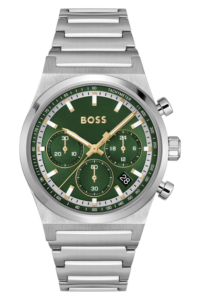 Candor Chronograph Bracelet Watch, 41mm, Main, color, DARK GREEN