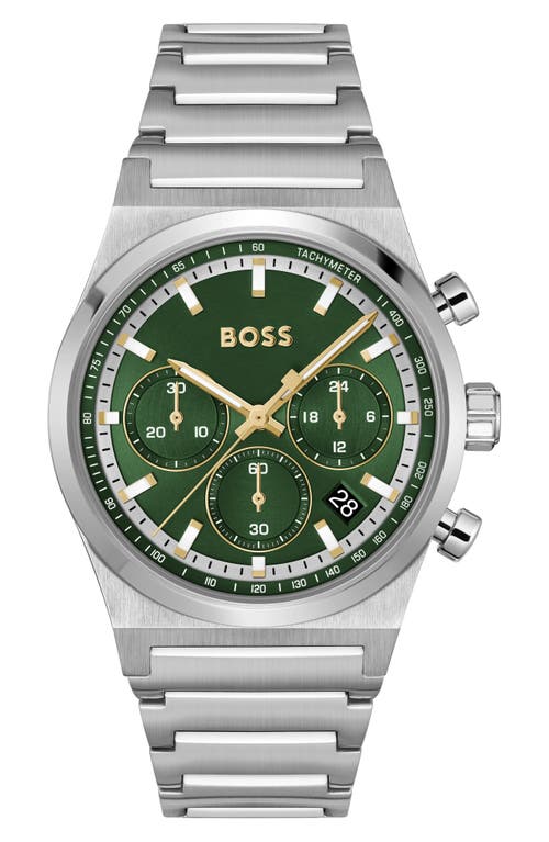 Hugo Boss Boss Candor Chronograph Bracelet Watch, 41mm In Dark Green