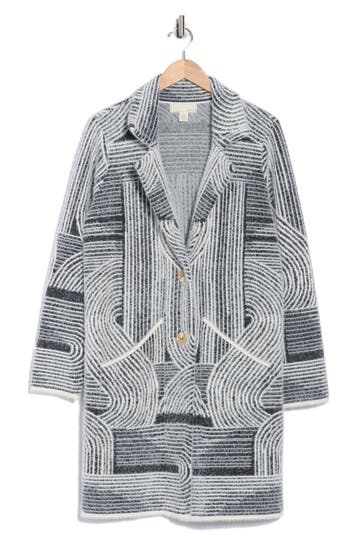 By Design Tokyo Eyelash Knit Cardigan In Blue