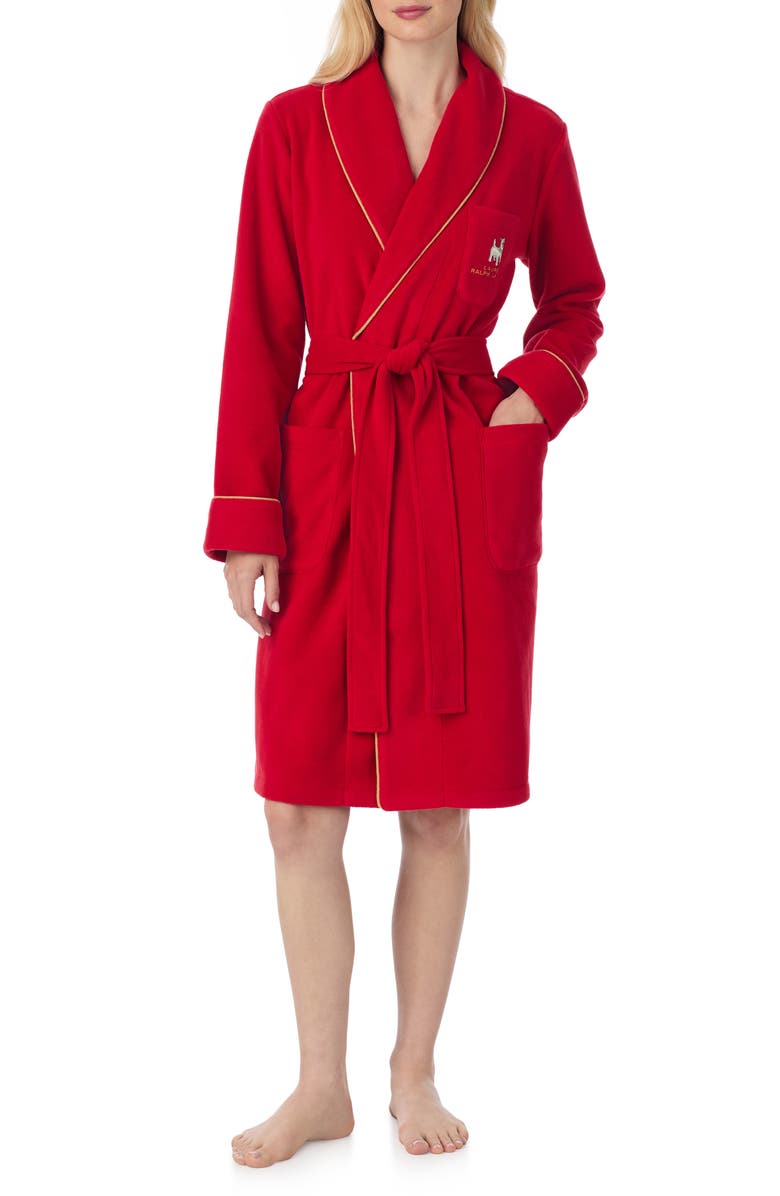 Lauren Ralph Lauren Fleece Robe, Main, color, Red