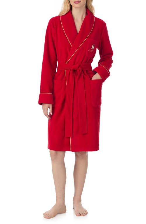 Ralph Lauren Lauren  Fleece Robe In Red