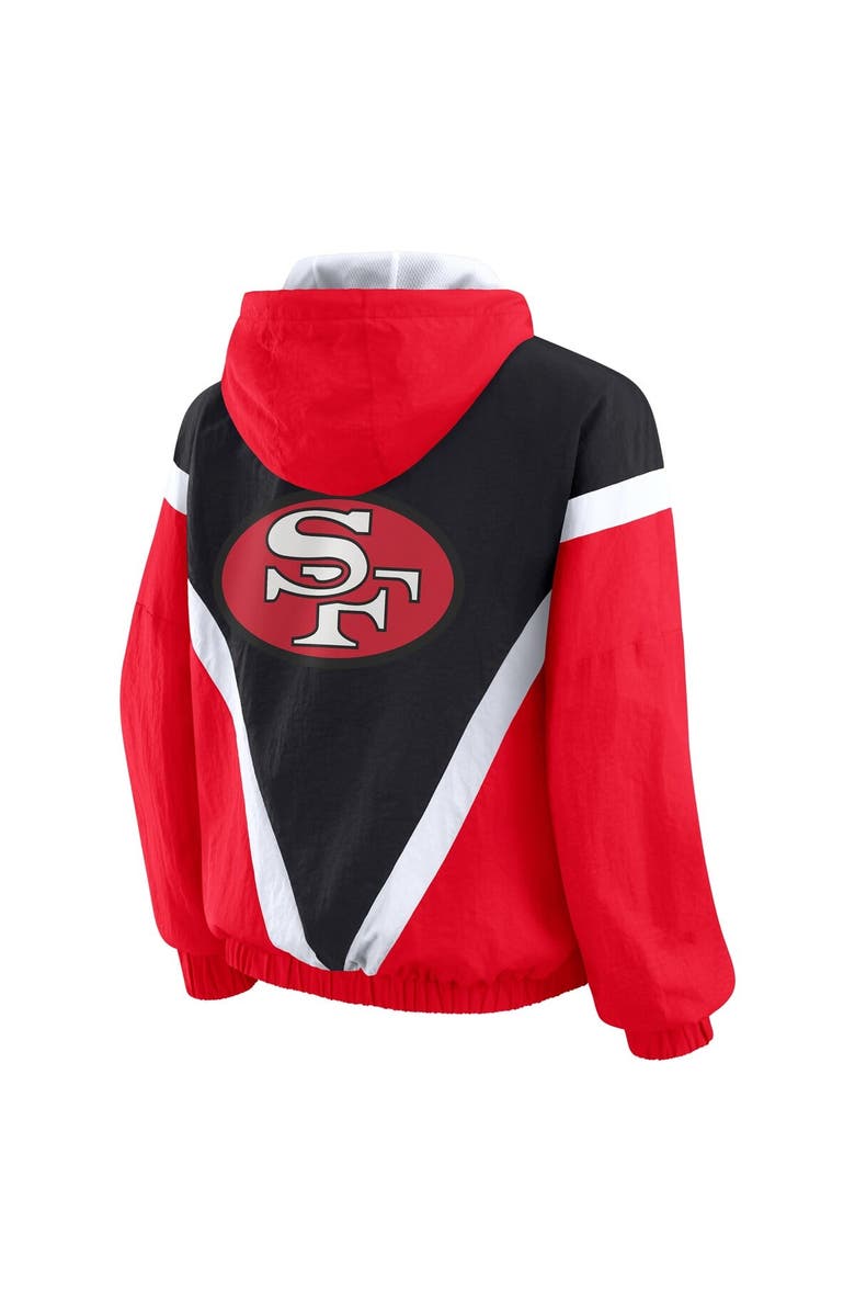 WEAR by Erin Andrews Women's WEAR by Erin Andrews Scarlet/Black San Francisco 49ers Plus Size Retro Crinkle Full-Zip Windbreaker Jacket, Alternate, color, Scarlet