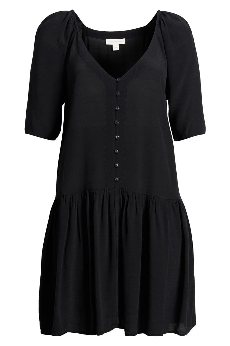 Button-Up Drop Waist Minidress, Alternate, color, BLACK