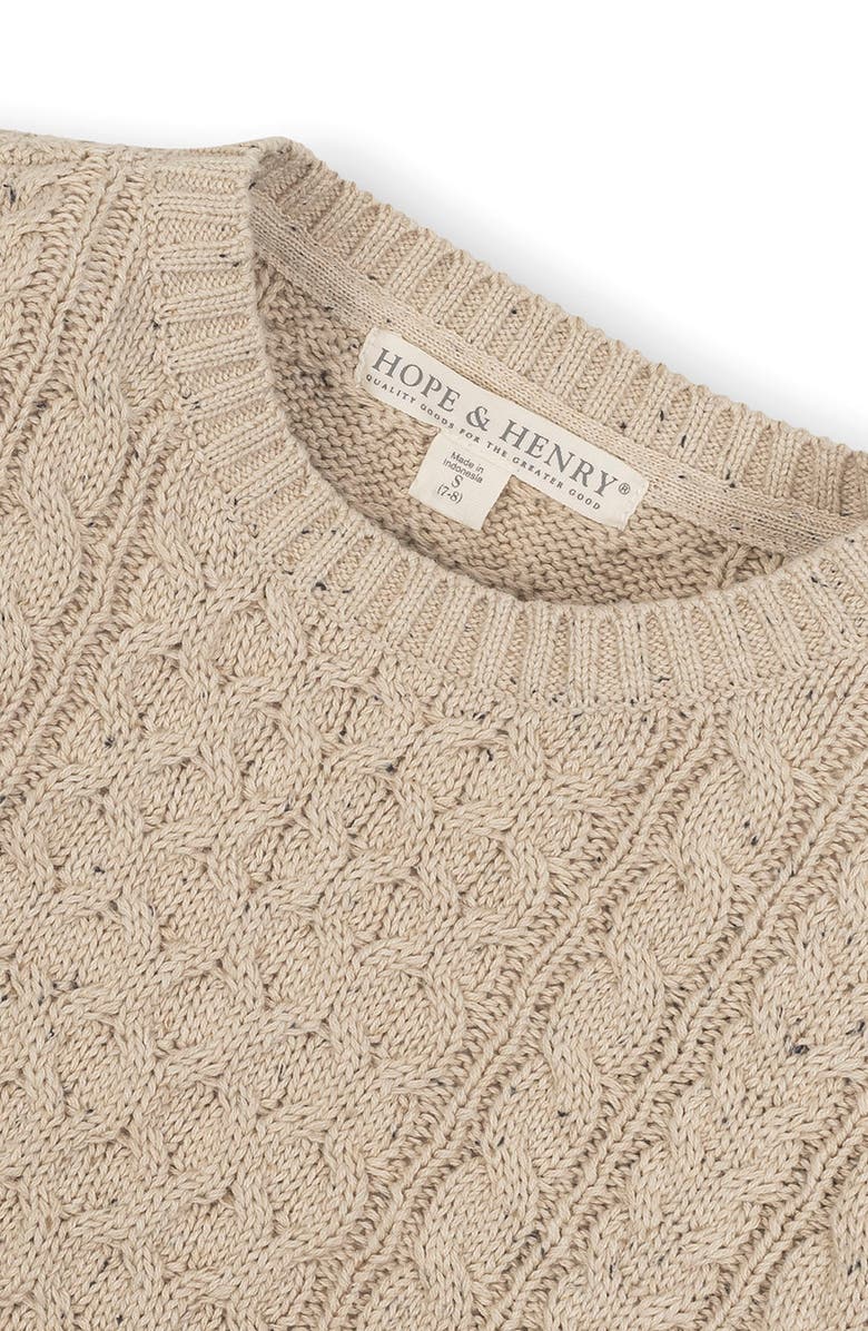 Hope & Henry Kids' Organic Long Sleeve Fisherman Cable Pullover Sweater, Alternate, color, Natural Fleck