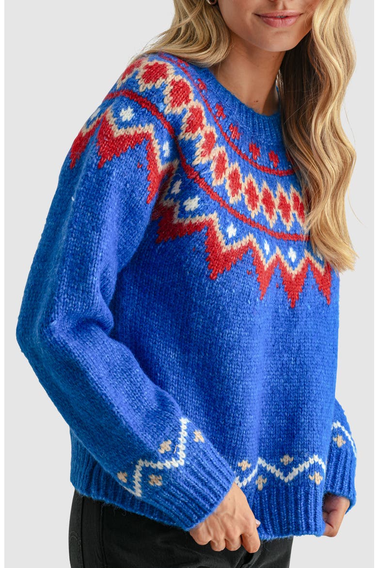 Fair Isle Crewneck Sweater, Alternate, color, BLUE MULTI