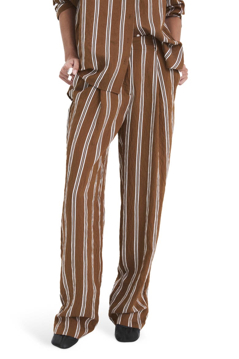 Pantalon Salsi Stripe Straight Leg Pants, Main, color, BROWN