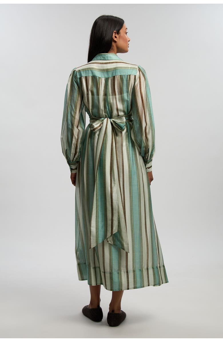 Karen Millen Stripe Organdie Wrap Shirt Dress, Alternate, color, Stripe