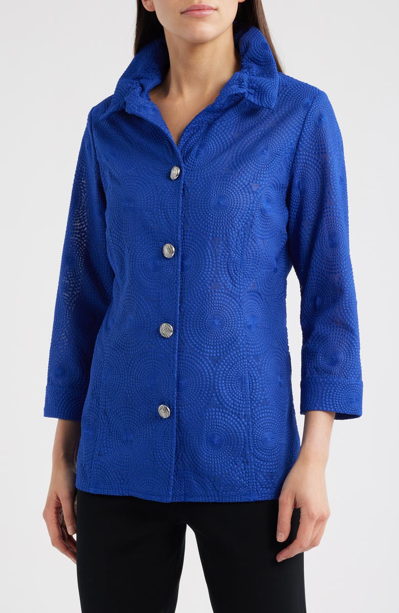 Ming Wang Tailored Fit Woven Jacket, Main, color, Sapphire Sea