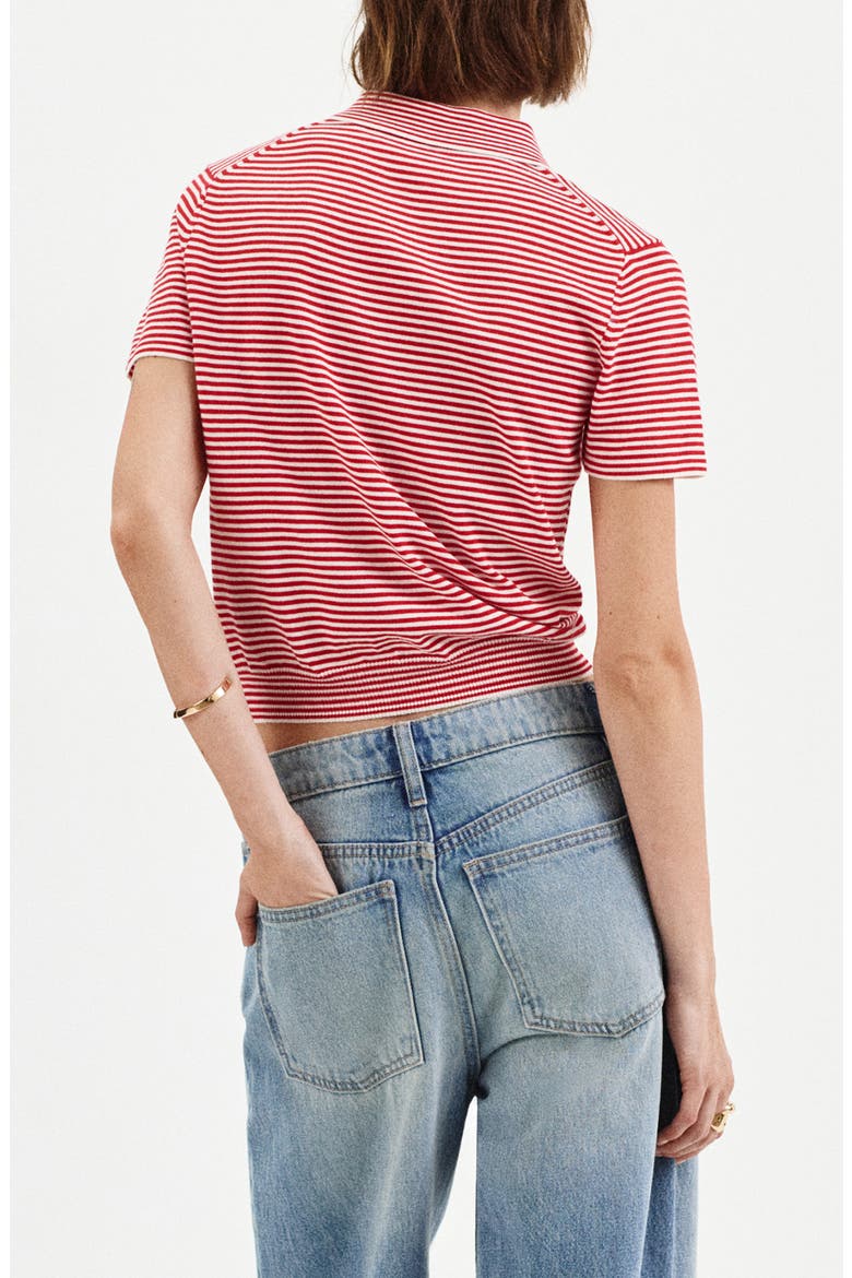 Stripe Polo Sweater, Alternate, color, RED