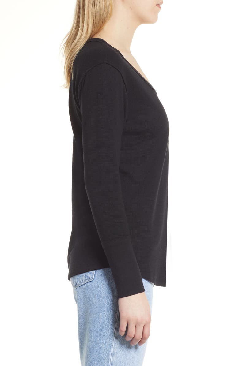 Caslon<sup>®</sup> Scoop Neck Long Sleeve Raw Edge Thermal Top, Alternate, color,