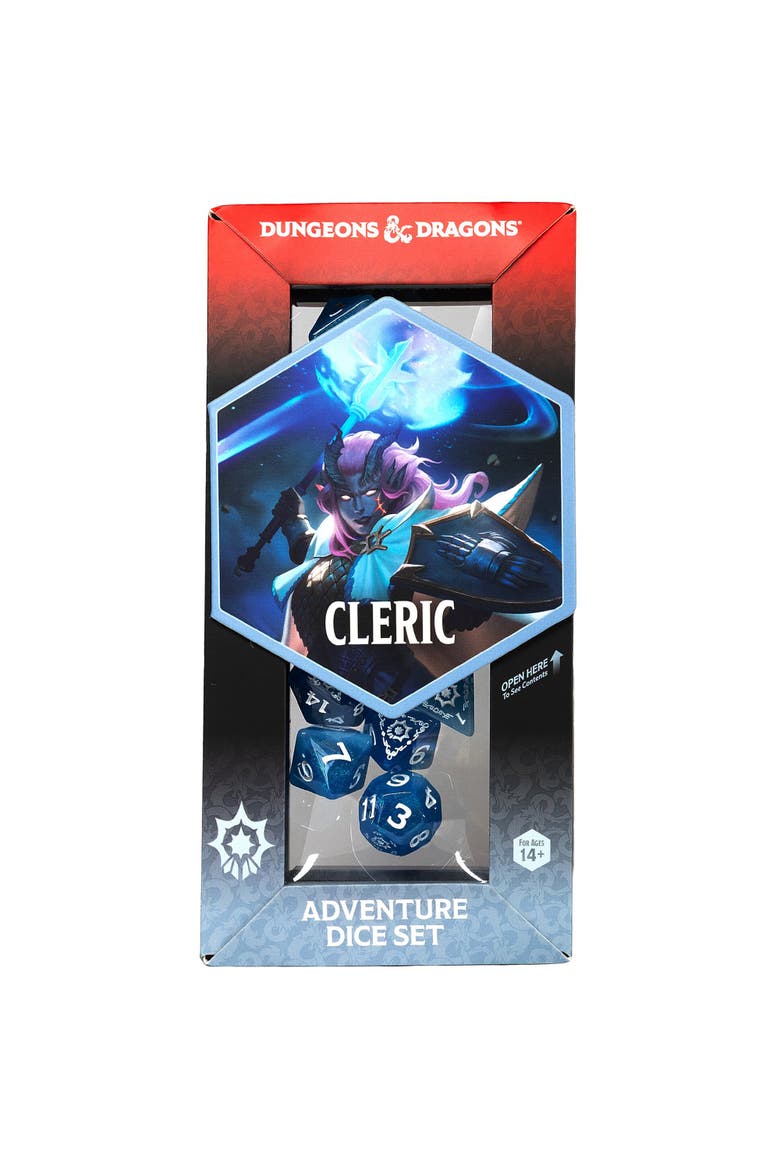 White and Blue 14 Piece RPG Die Set, Main, color, Multicolored