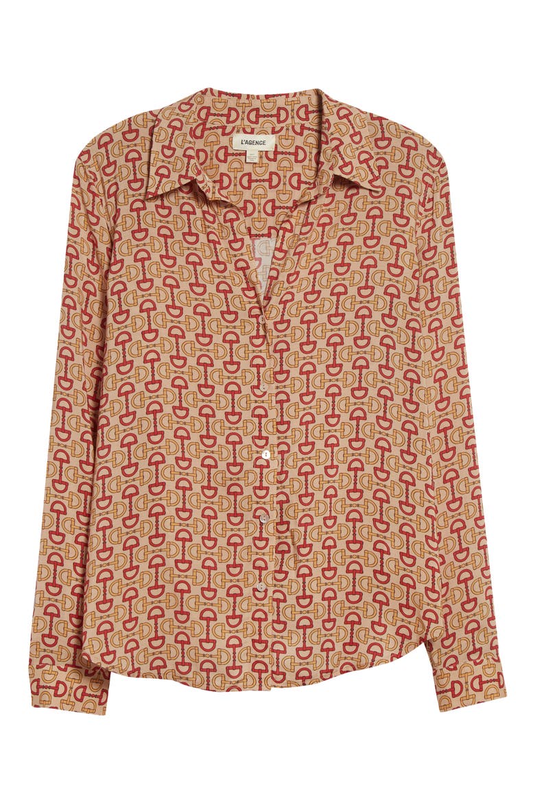 Holly Print Button-Up Shirt, Alternate, color, MULTI ALLOVER HORSE BIT