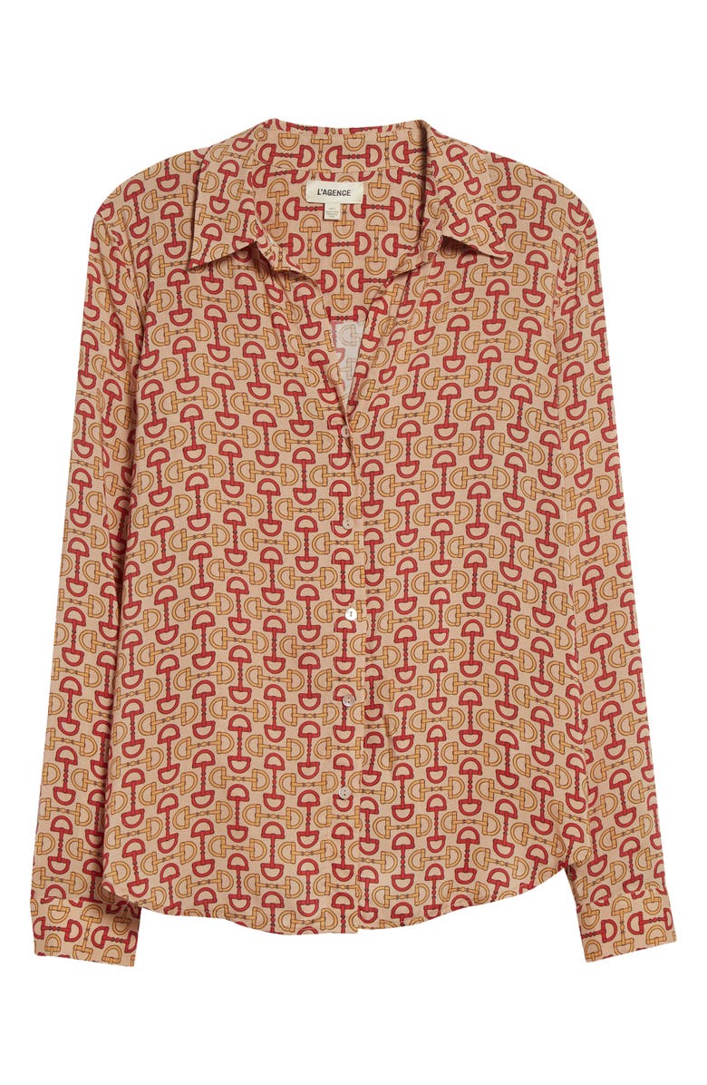 L'AGENCE Holly Print Button-Up Shirt, Alternate, color, Multi Allover Horse Bit