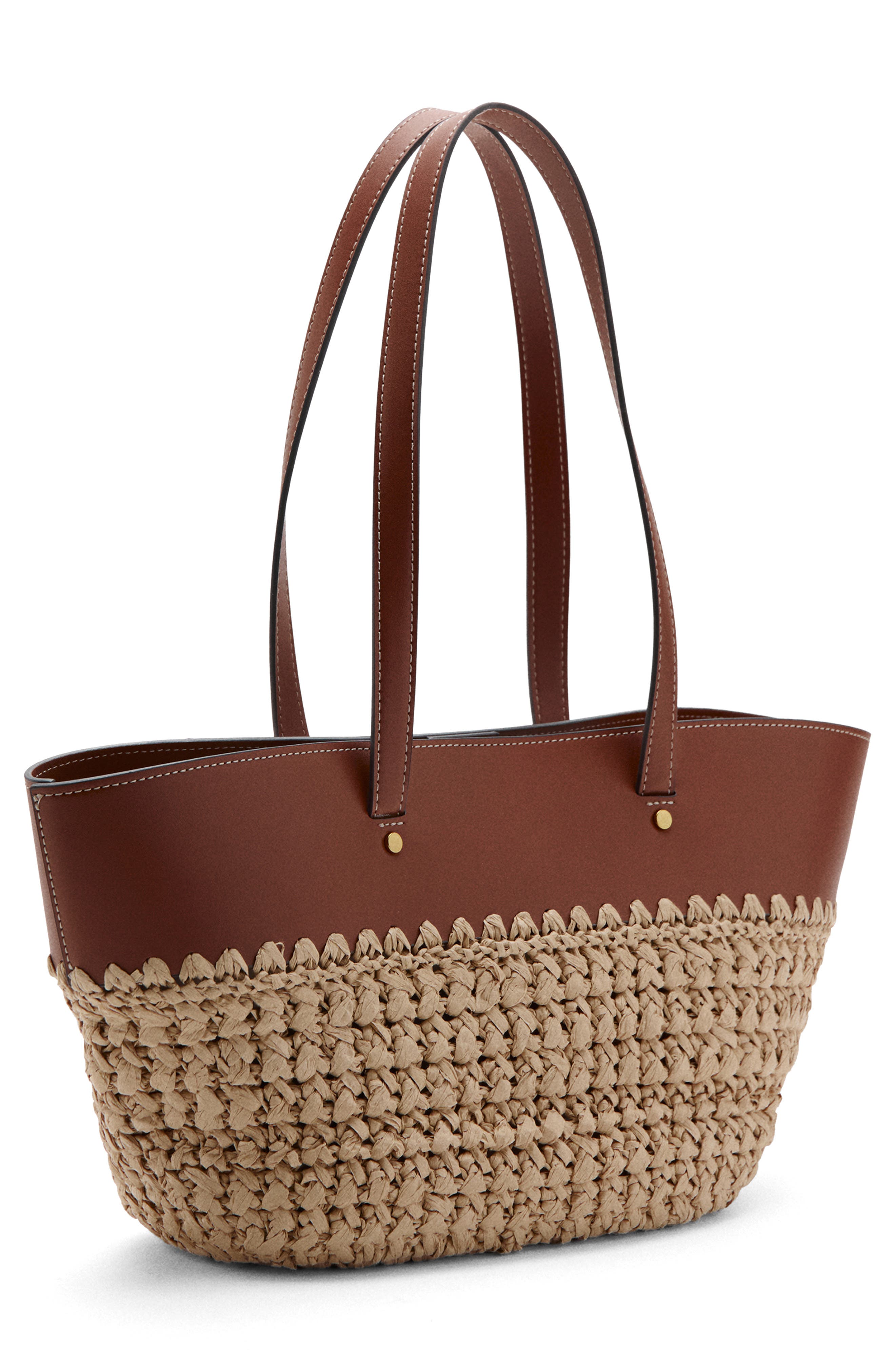 Natural Fiber Tote Bag, Alternate, color, LEATHER