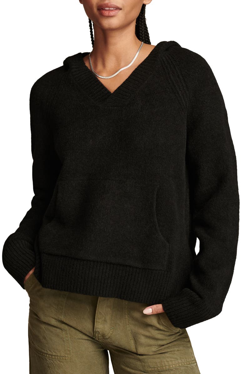 Lucky Brand Sweater Hoodie, Main, color, Dark Black