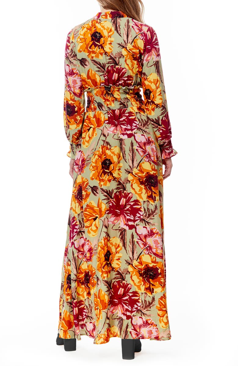 BY DESIGN Callista Long Sleeve Midi Shirtdress, Alternate, color, Tropical Treat Sage Combo