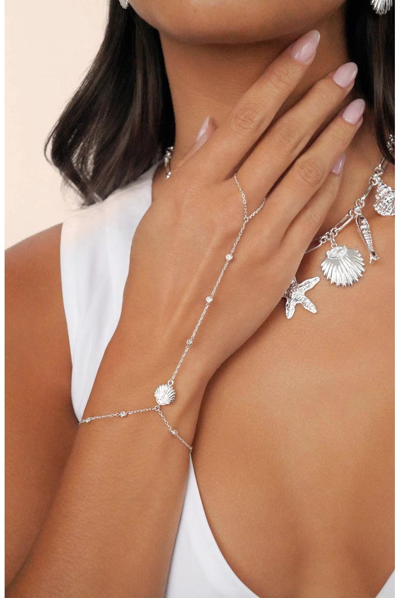 Santorini Shell Hand Chain, Alternate, color, SILVER