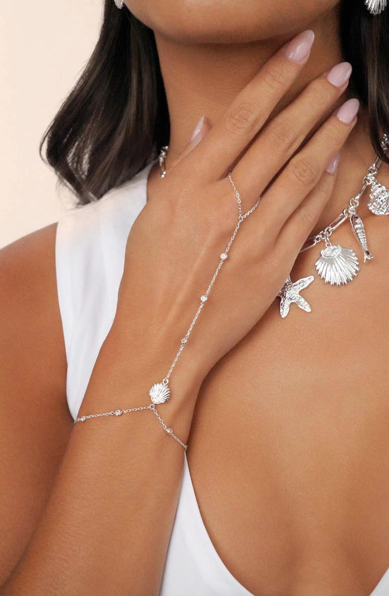 Ettika Santorini Shell Hand Chain, Alternate, color, Silver