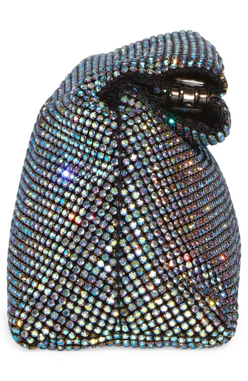 Dolce Vita Akila Crystal Mesh Foldover Clutch In Silver