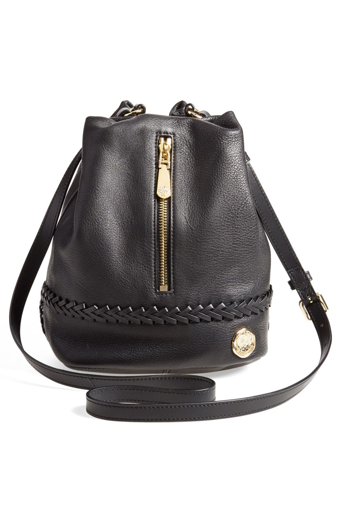 'Leigh' Leather Crossbody Bag, Alternate, color, BLACK