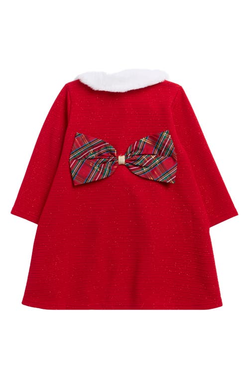 Blueberry Kids' Party Dress & Faux Fur Collared Coat Set In Red