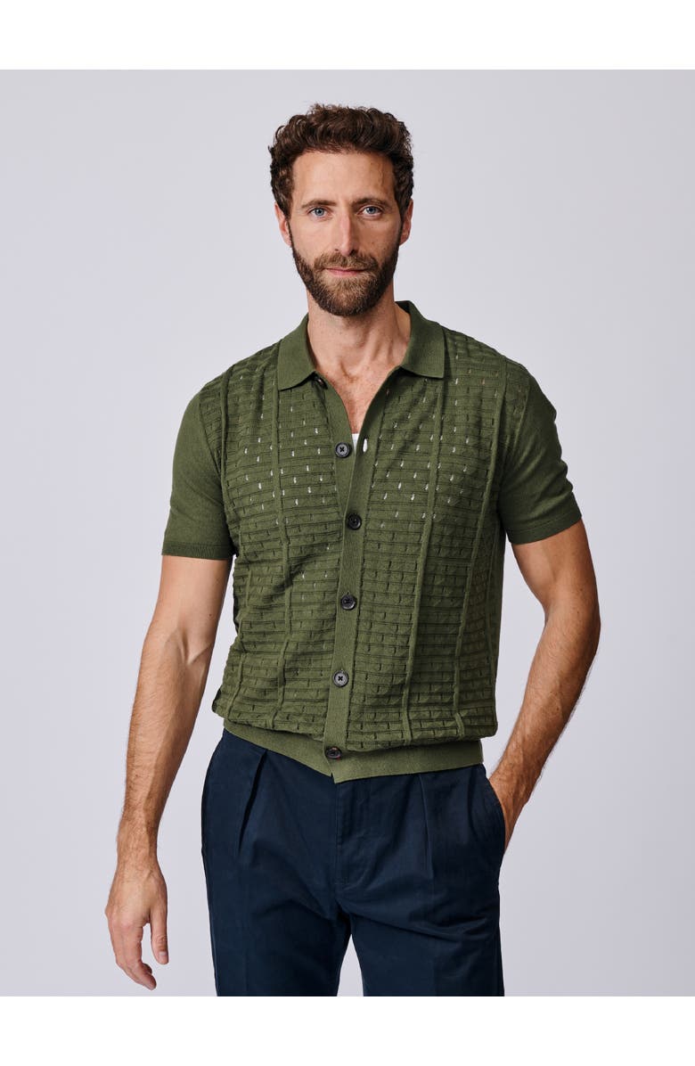 Aubin Manor Textured Button Through Polo, Alternate, color, Khaki