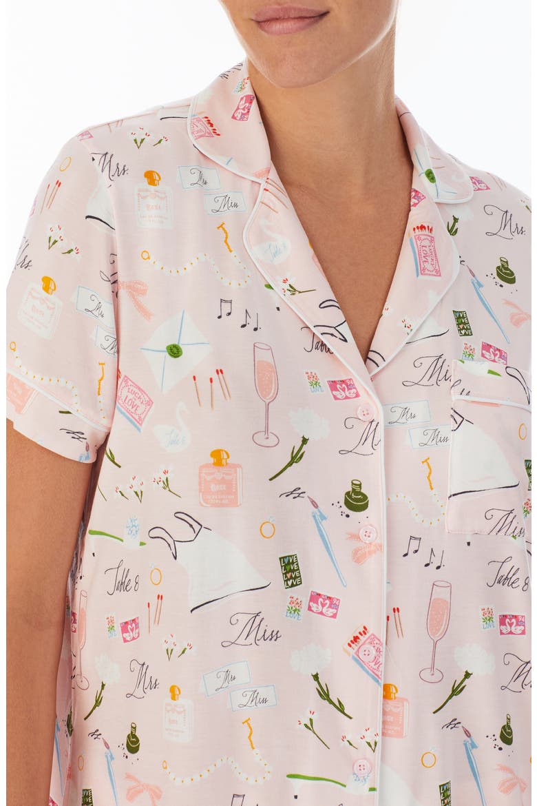 bridal notch collar shorty pajamas, Alternate, color, PINK/ GRD