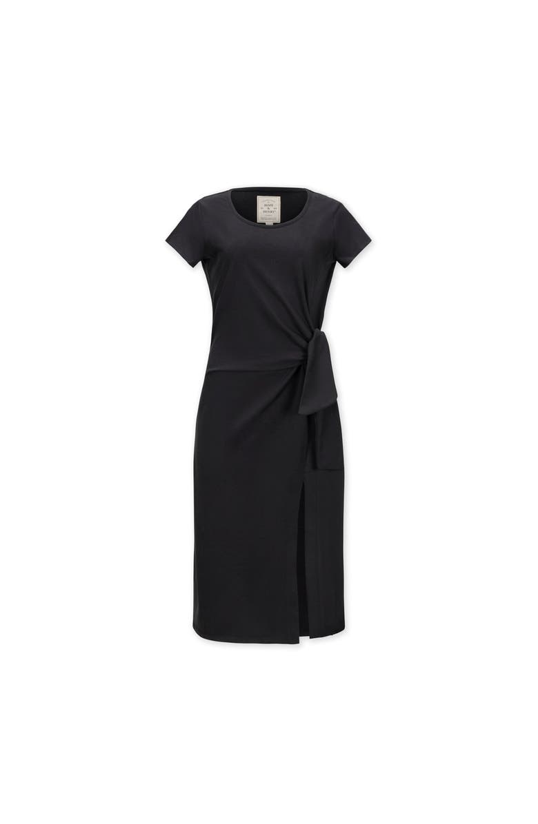 Hope & Henry Women's Organic Knit Tie Midi Dress, Main, color, Black Side-Tie