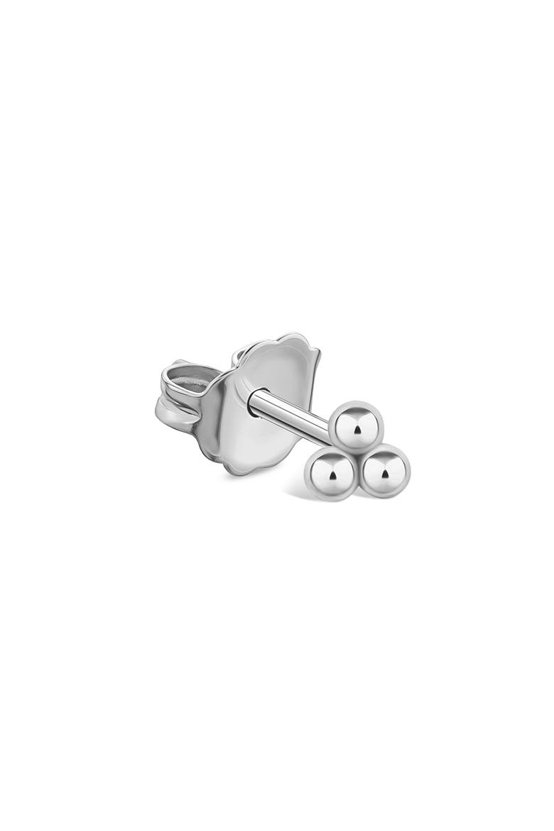 Three Ball Trinity Single Stud Earring, Main, color, 14K WHITE GOLD